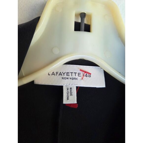 Lafayette 148 Black 100% Silk Faux Wrap Dolman Sleeve Blouse size X-Small - Picture 4 of 6